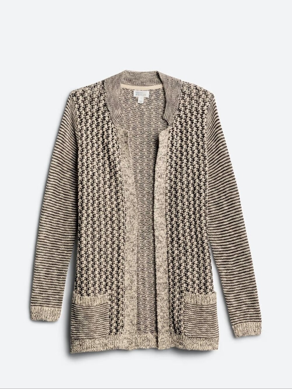 Black & Cream Cotton Relaxed Fit Delanie Cardigan Sweater - Women's Small EUC
